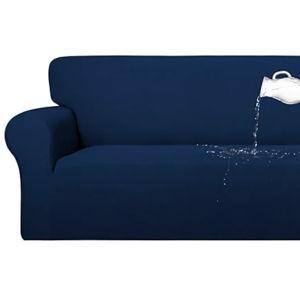 PureFit 100% Dual Waterproof Couch Cover Slipcovers for Couches and Sofas - Stretch Non Slip Fleece Sofa Covers Washable, Leakproof Furniture Protector for Kids, Pets, Dog (Loveseat, Navy)