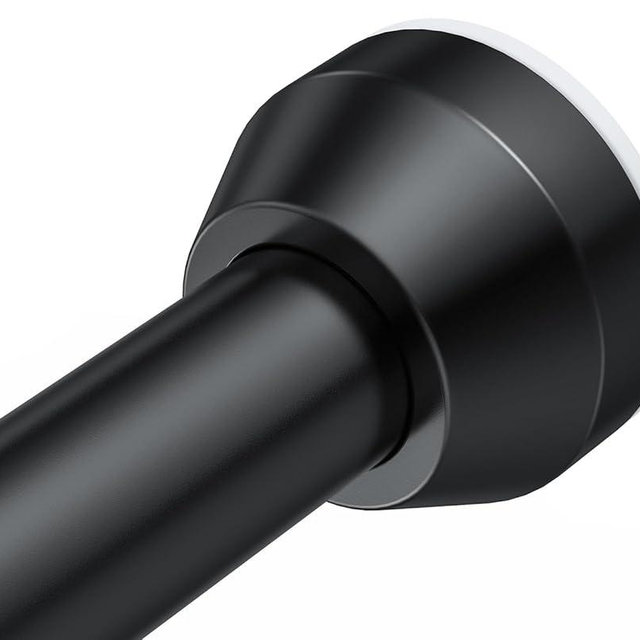 TEECK Shower Curtain Rod, 32-79 inch Adjustable Tension Spring, Shower Curtain Rod Tension, Anti-Slip, No Drilling, No Rust, for Bathroom, Matte Black