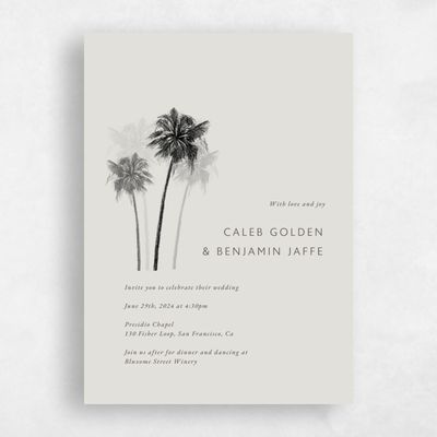 Light Gray, Grey Wedding Invitation - Anacostia Portrait