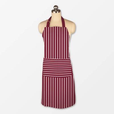 Pinstripe Chef Apron Red - MU Kitchen