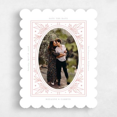 Dusty Peach, Pink Wedding Save the Date - Poplar Portrait