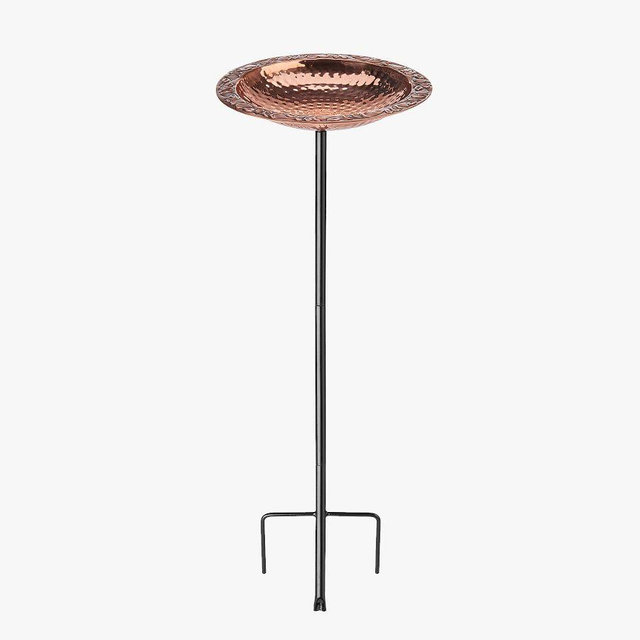 Copper Bird Bath On Garden Pole
