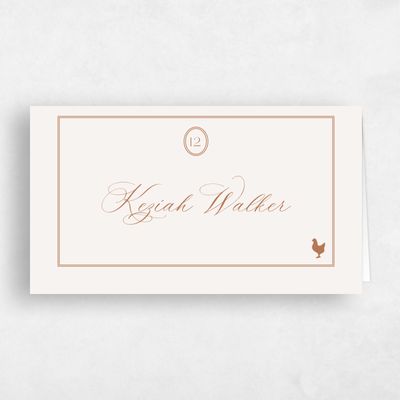 Tuscany, Brown Wedding Place Card - Gavina Chicken