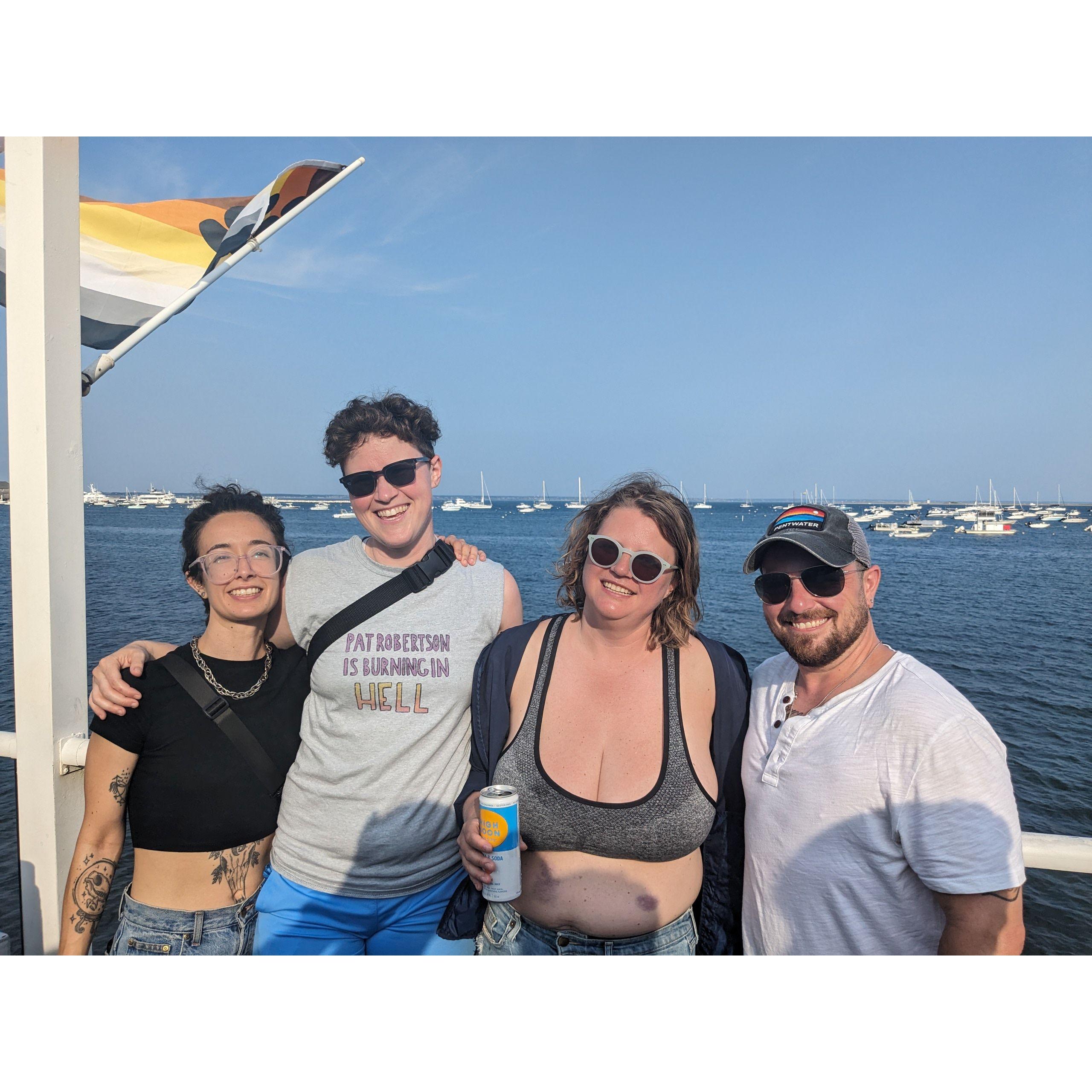 Ptown bear week with the usual suspects at tea: Robbie (Katie's gym bestie) and an old roommate's ex-girlfriend. Classic Ptown.
