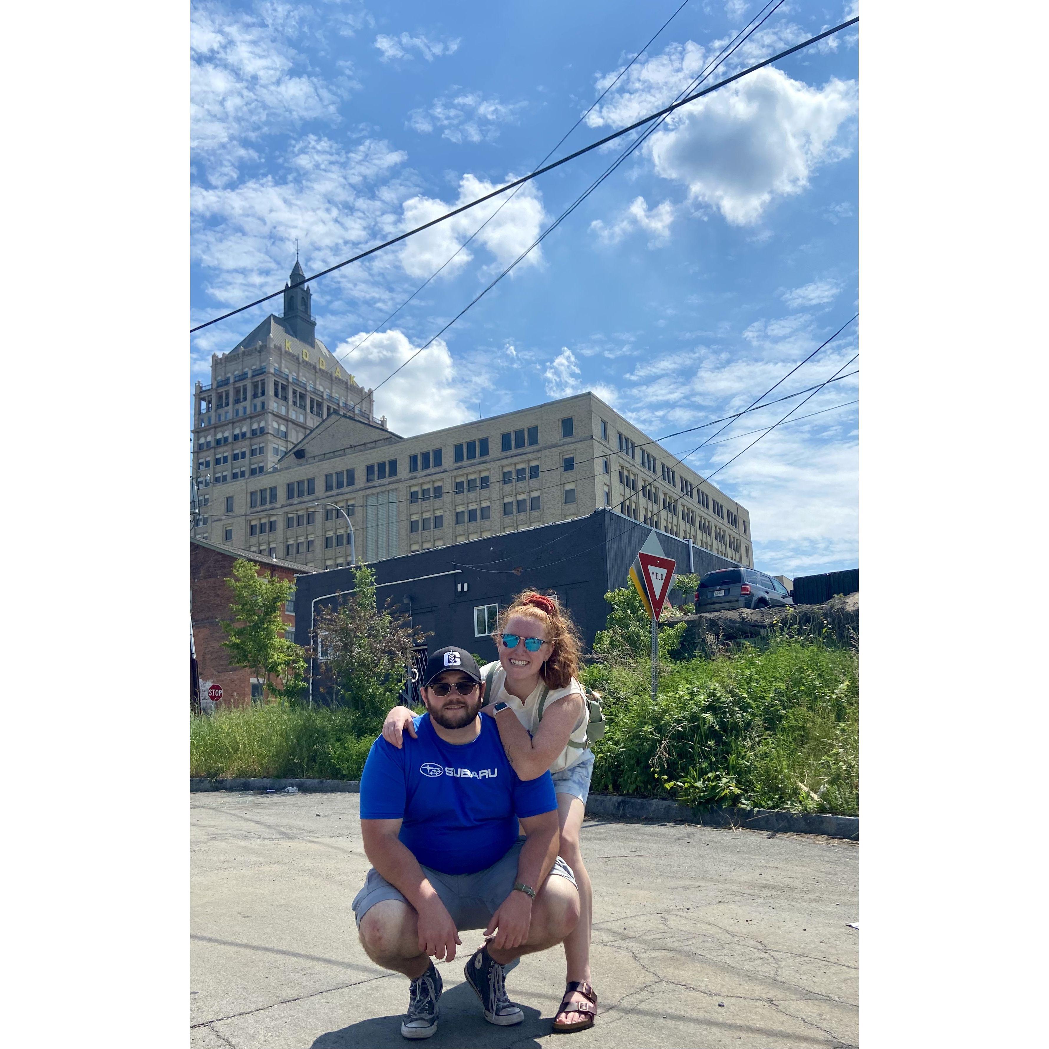 In front of the Kodak building! We love Rochester.