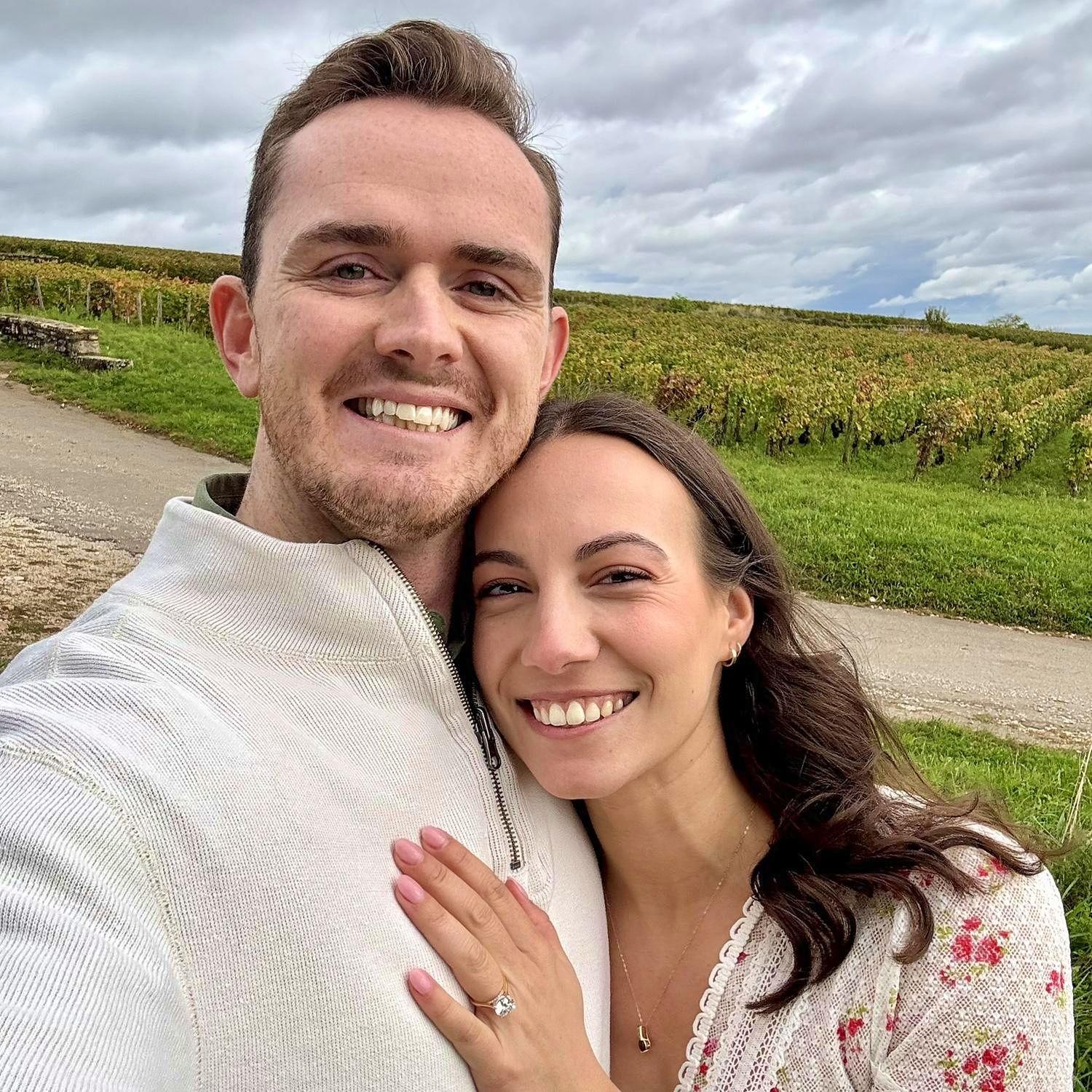 The day Cody popped the question! Cody & Maria had a picnic in the vineyards of Burgundy before a day of wine tasting through the French countryside.