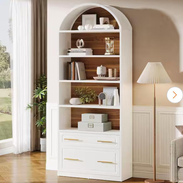 BYBLIGHT Eulas 77 in. Tall White Engineered Wood 5-Shelf Standard Bookcase w/ File Cabinet Drawer, Open Display Storage Bookshelf BB-J0386JHB