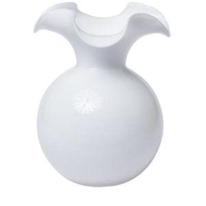 Hibiscus Glass White Medium Fluted Vase