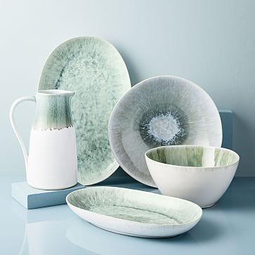 Reactive Glaze Serveware - Dusty Mint - Oval Platter