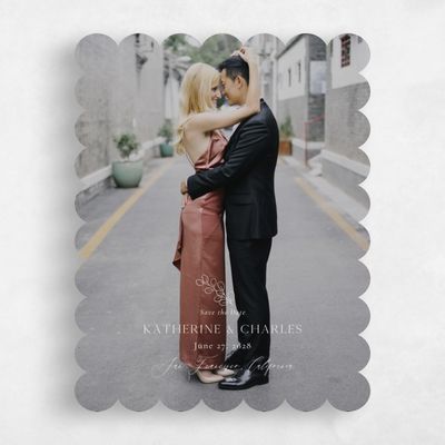 Beige Scalloped Wedding Save the Date - Groveland Photo