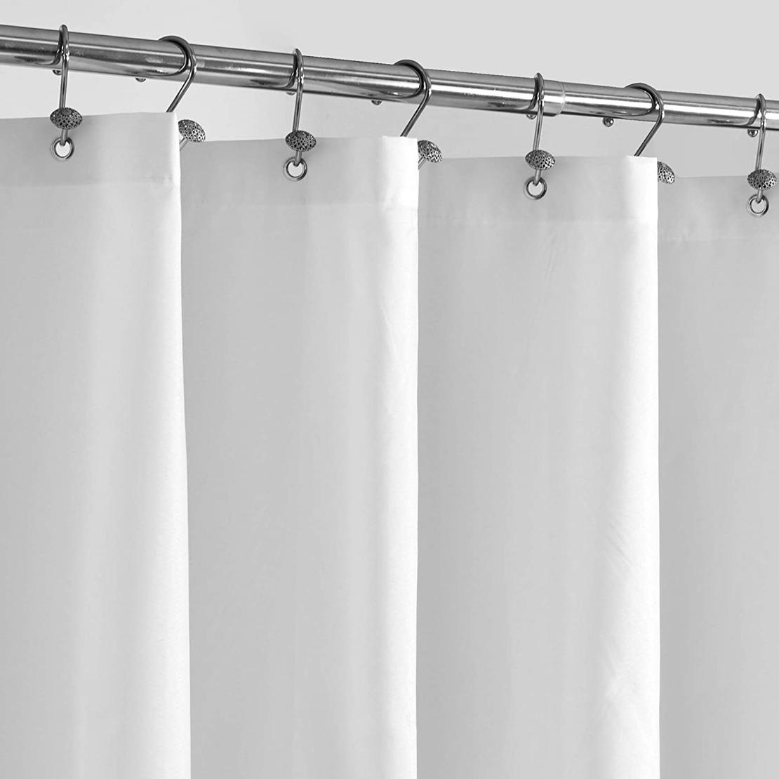 Waterproof Fabric Shower Curtain Liner - Soft & Light-Weight Cloth Shower Liner, 3 Bottom Magnets, Hotel Quality & Machine Washable - Standard Size 72x72, White