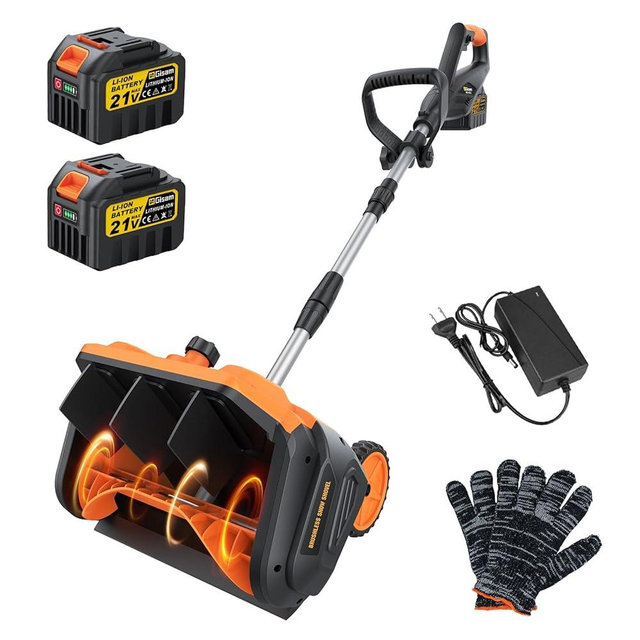 Cordless Snow Shovel, 3500W Battery Snow Blower with Dual 6.0Ah Anti-Freeze Batteries & Base Plate, 25.6Ft Throw, 13Inx7In Brushless Snow Shovel with Wheels for Driveway Sidewalk Snow Removal