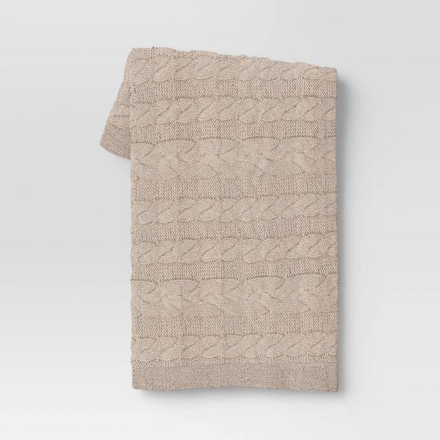Chunky Cable Knit Throw Blanket Beige - Threshold™