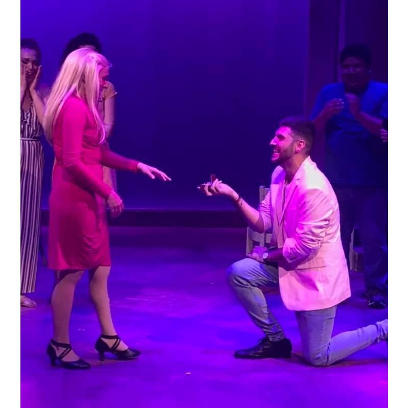 THE PROPOSAL! Doni got up on stage on closing night of Legally Blonde and got down on one knee in front of the whole crowd!