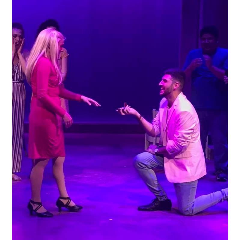 THE PROPOSAL! Doni got up on stage on closing night of Legally Blonde and got down on one knee in front of the whole crowd!