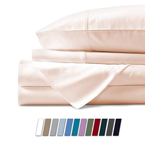 Mayfair Linen 100% Egyptian Cotton Sheets, Ivory Queen Sheets Set, 800 Thread Count Long Staple Cotton, Sateen Weave for Soft and Silky Feel, Fits Mattress Upto 18'' DEEP Pocket