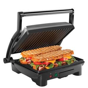 Chefman - 3-in-1 Panini Press & Grill, 4-Slice Non-Stick, Opens Flat - Stainless Steel