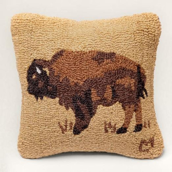 BUFFALO HOOKED SQUARE PILLOW