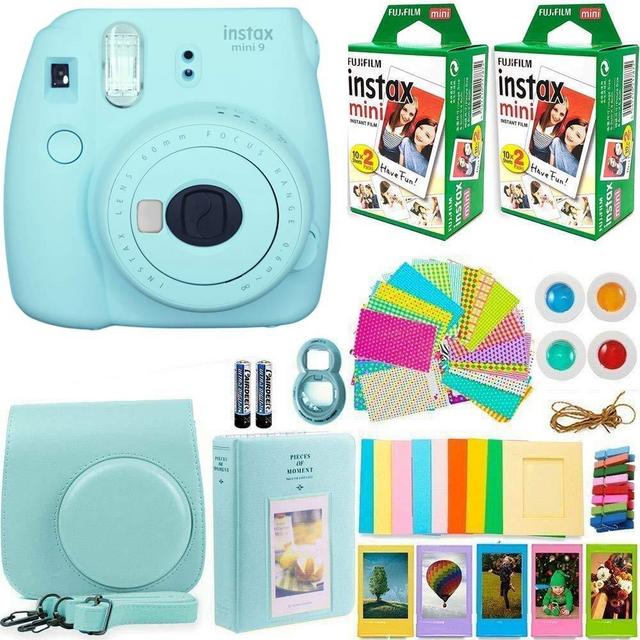 FujiFilm Instax Mini 9 Instant Camera + Fujifilm Instax Mini Film (40 Sheets) Bundle with Deals Number One Accessories Including Carrying Case, Color Filters, Photo Album + More (Ice Blue)