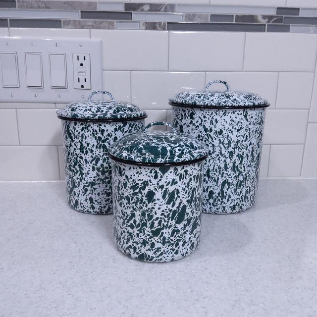 Vintage CGS Enamelware Canisters