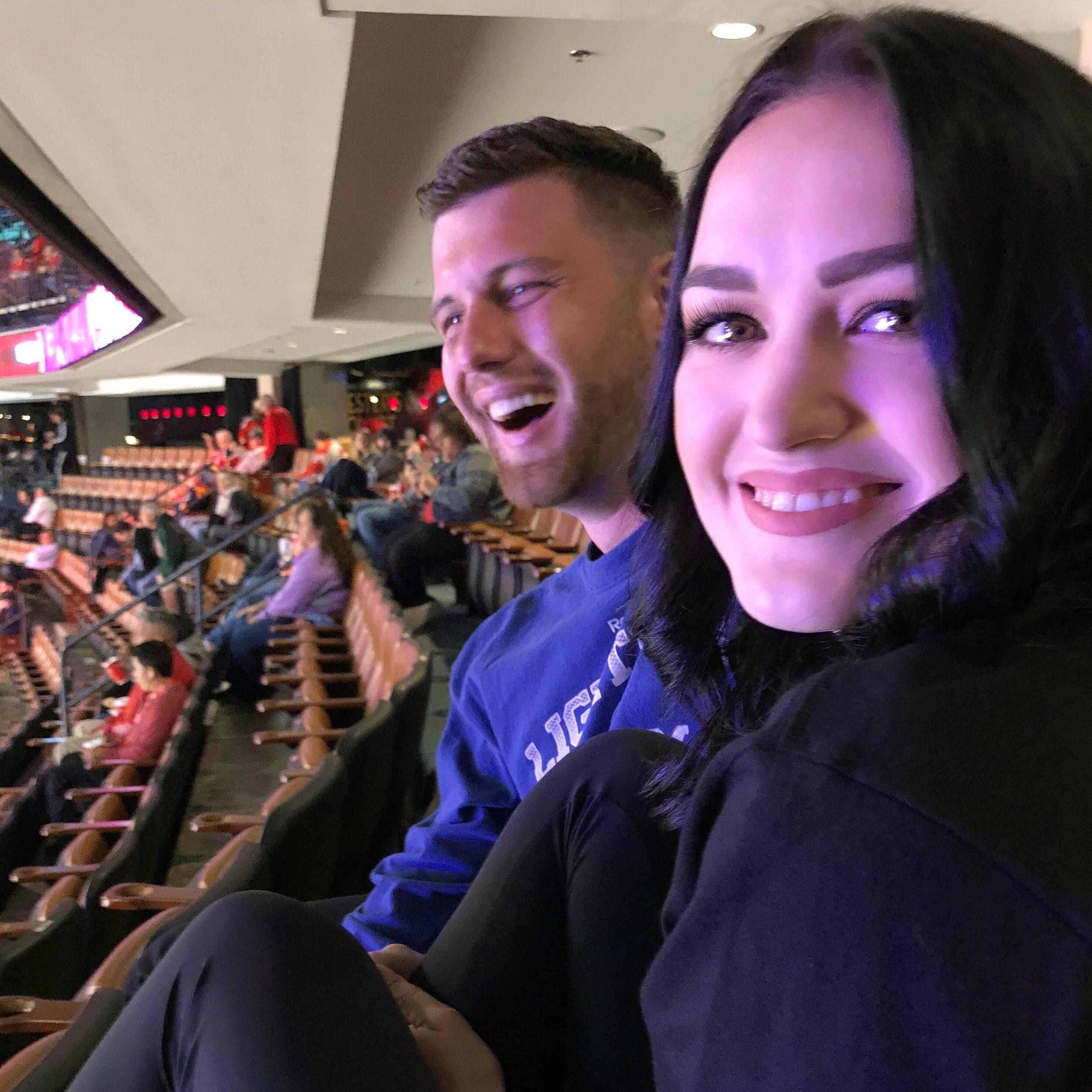 Our first picture, on our first date. Lightning game in October of 2017