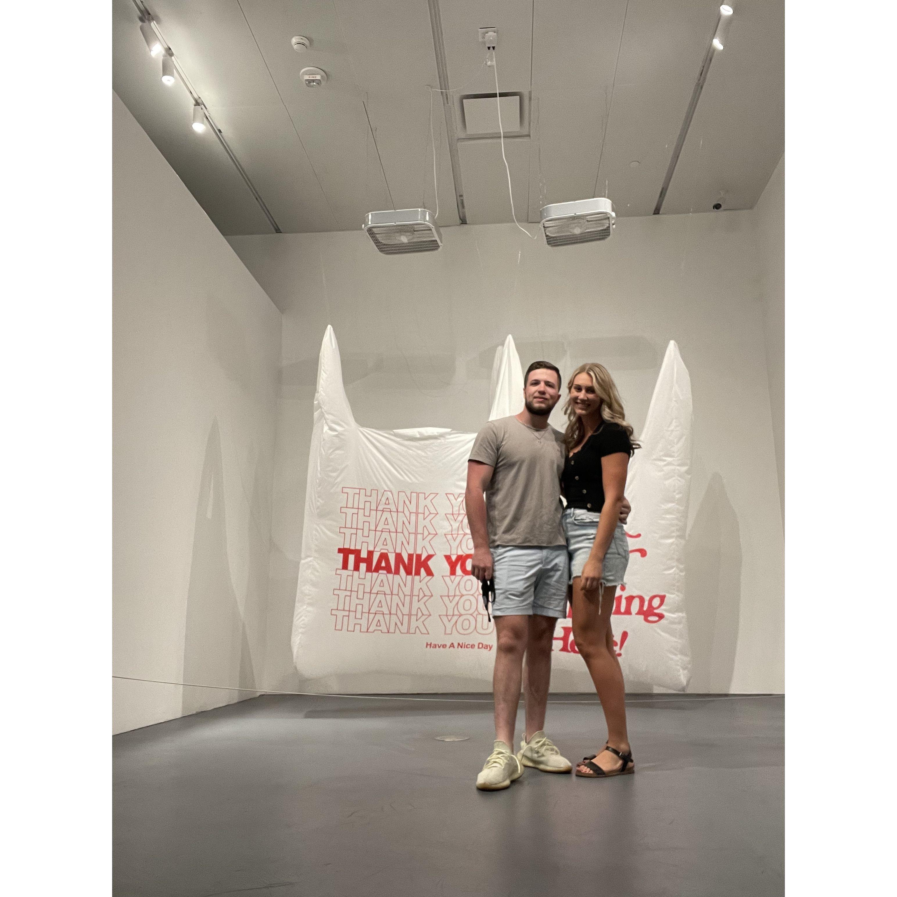 Our first photo together in 2021- at a modern art exhibit.