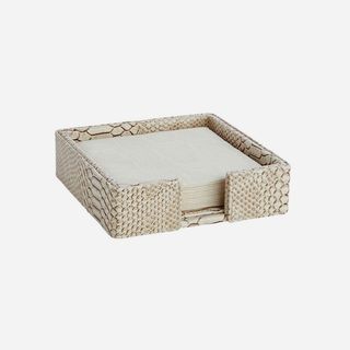 Python Bone Cocktail Napkin Holder with Caspari Napkins