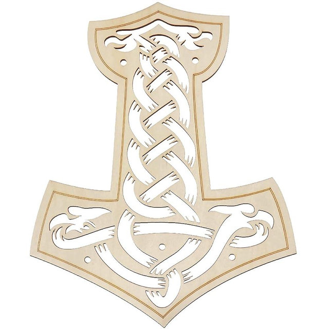 Fourth Level MFG Thor Hammer Viking Wall Decor Wooden Wall Art Décor and Captivating Wall Hanging Thor Art for Living Room or Bedroom