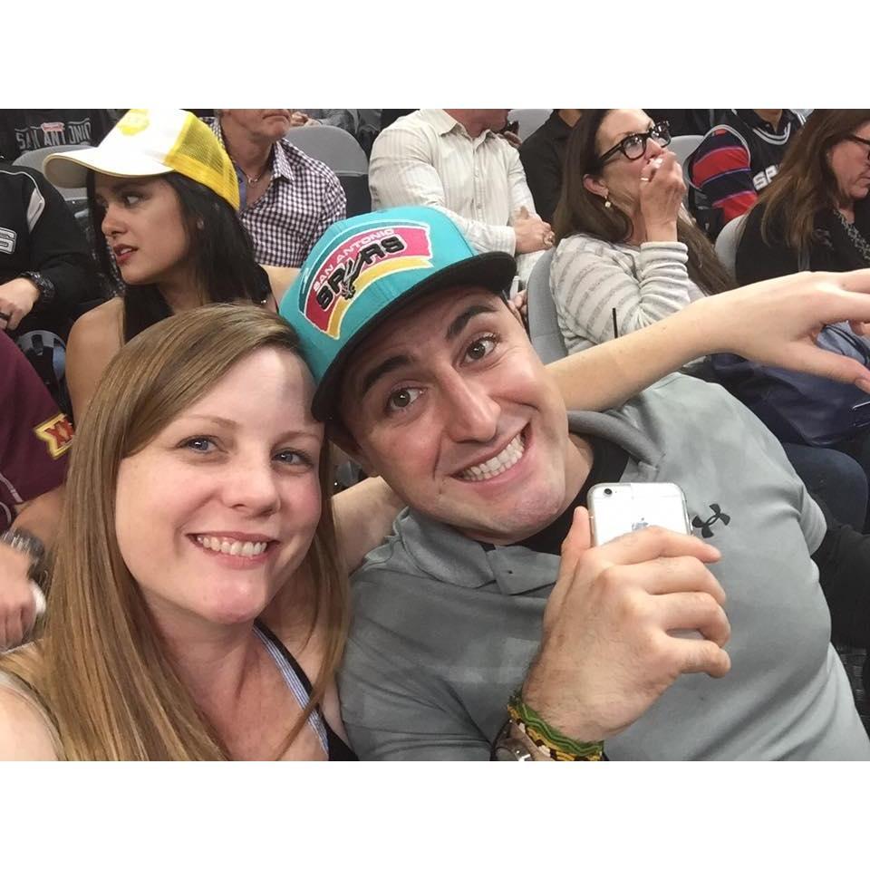 Getting our Spurs on! - One of our very first dates was a playoff game against the Warriors - funny that we find ourselves in Warrior country now.