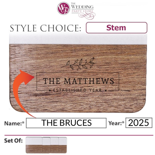 Custom Personalized Marble, Slate and Acacia Bar Coasters for Drinks, Wedding Gift for Couples (Square Marble and Acacia)