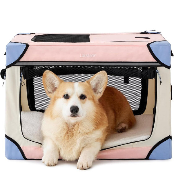 Leisure Soft Collapsible Portable Dog Crate for Small Dogs - Pink
