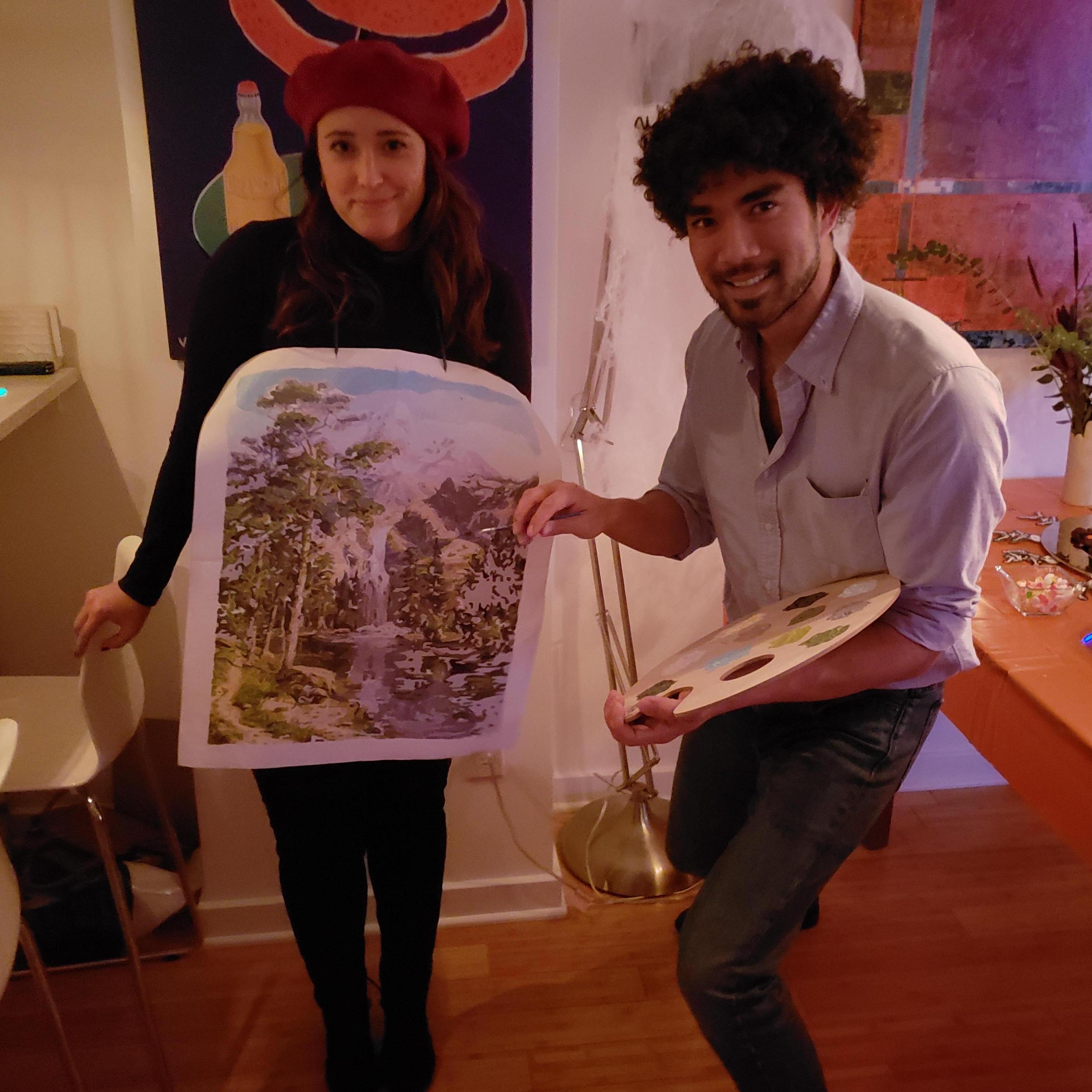 Bob Ross and his painting, Halloween 2018