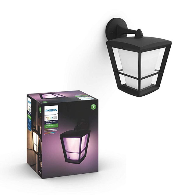 Philips Hue Econic Smart Outdoor White & Color Wall Lantern, Down (Hue Hub Required, Smart Light Works with Alexa, Apple Homekit & Google Assistant)