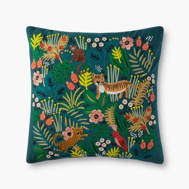 Jungle Embroidered Pillow