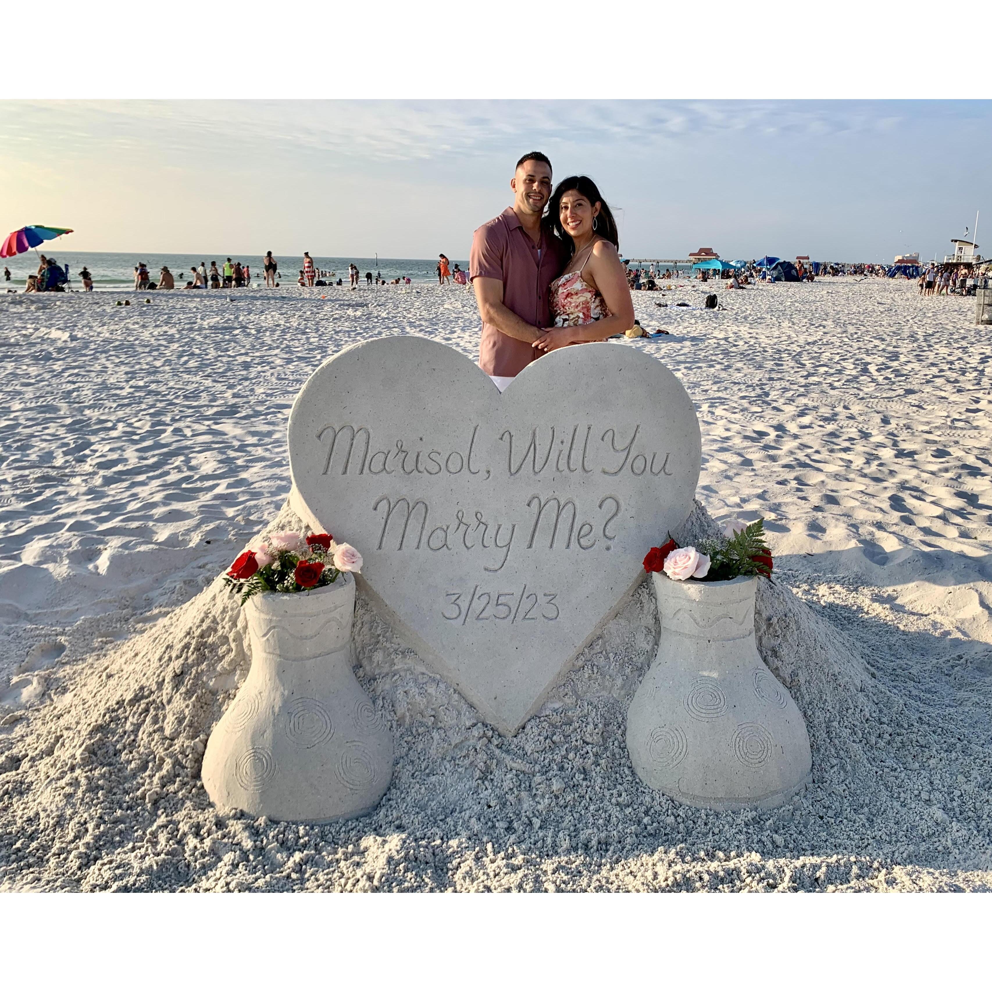 Best Proposal surprise at our favorite place Clear Water Beach , Florida