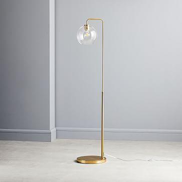 Sculptural Glass Globe Floor Lamp - Clear