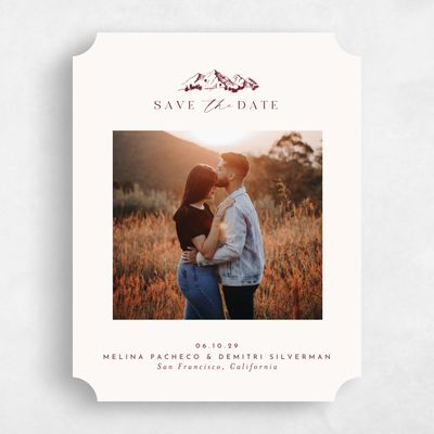 Red Ticket Wedding Save the Date - Crispin Photo