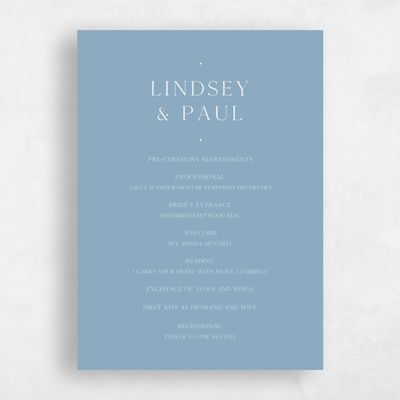 Dusty Blue Wedding Program - Cadiz