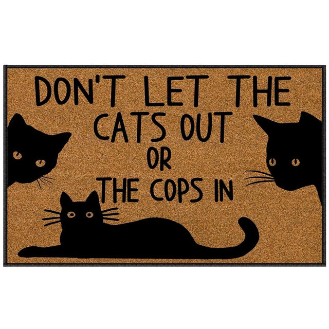 BinHang Indoor Welcome Mat, Door Mats Indoor Entrance Traps Sand and Dirt Well Fabric Don’t Let The Cats Out or The Cops in (30"X18")