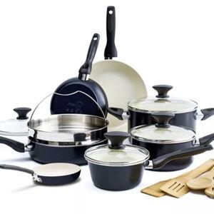 GreenPan Rio 16pc Nonstick Aluminum Cookware Set Black
