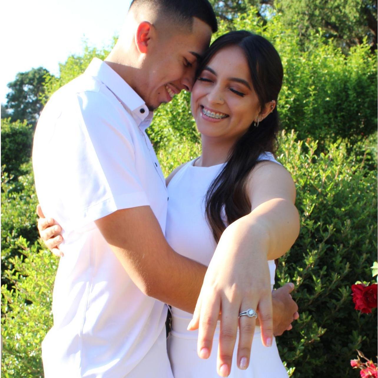 Our first set of engagement pictures in the spring flowers.