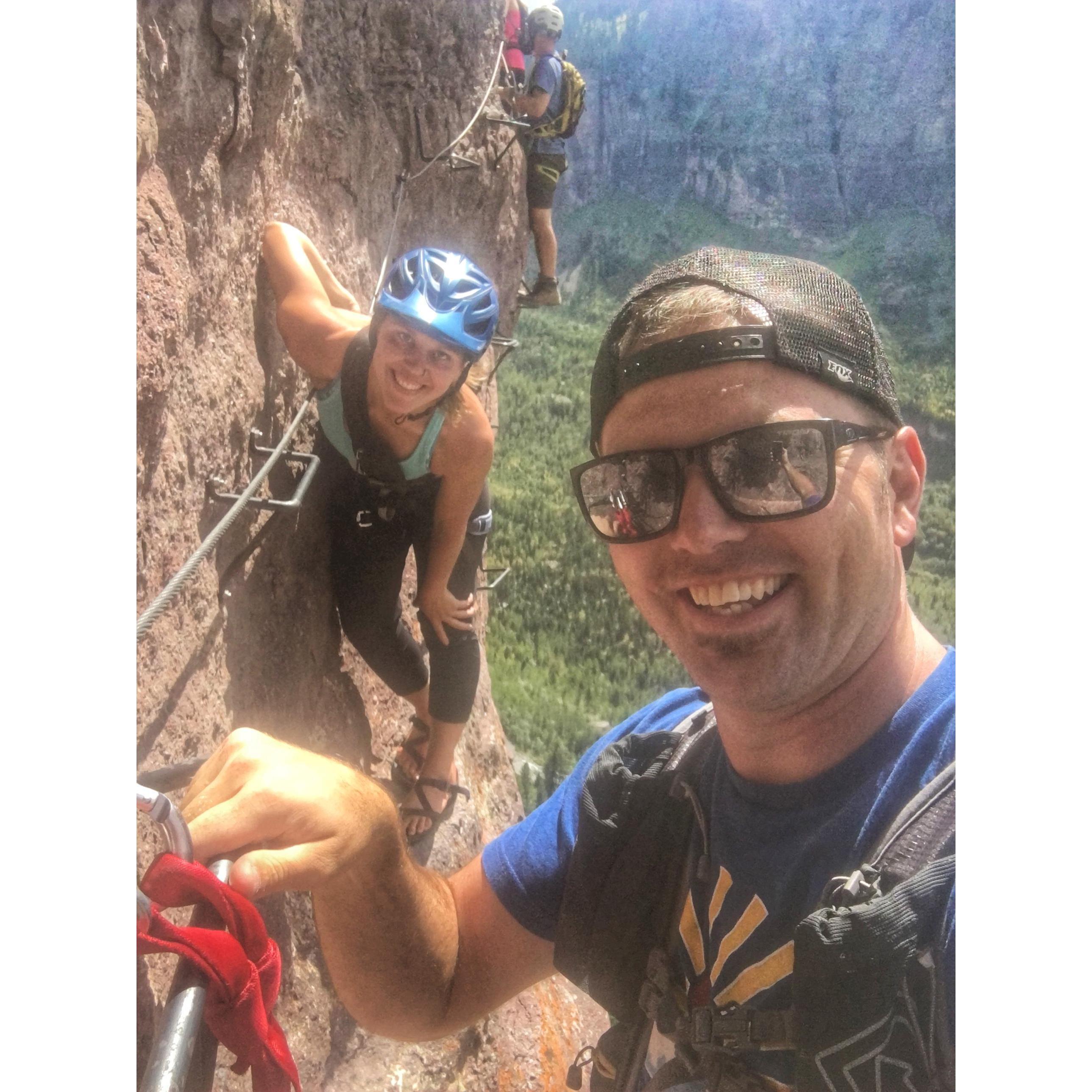 Our first time on the Via Ferrata in Telluride together!
