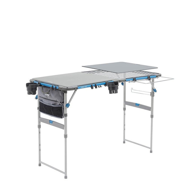 CORE Outdoor Cook Table | 4 Foot Table with Adjustable Height and Storage for Cooking Accessories | Foldable & Portable for Beach, Picnic, Backyards, BBQ, Tailgate, Patio and Party