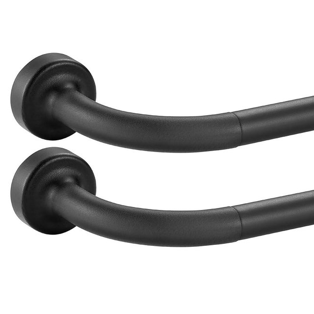 2 Pack Matte Black Disc Curtain Rods, 48-84 Inches Window Curtain Rod,Adjustable Room Darkening Drapery Rod with Aluminum Finials and Brackets,Wrap Around Design