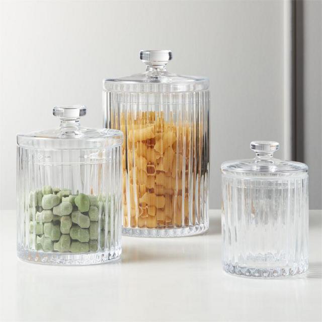 CB2 Madeline Clear Glass Canisters Set of 3