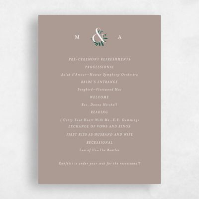 Rich Taupe, Brown Wedding Program - Jackson