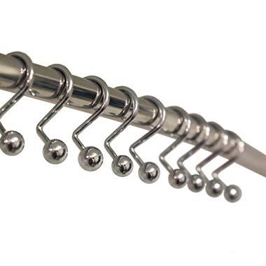 Hermosa Collection Luxury S Shower Curtain Hooks (12-Pack) Hotel Quality Silver Chrome Finish | Bathroom Accessories | Rustproof Non-Slip Ball End | Easy to Hang