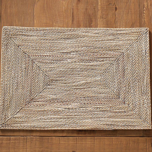 Tava Rattan Rectangular Placemats, Set of 4 - Light Natural