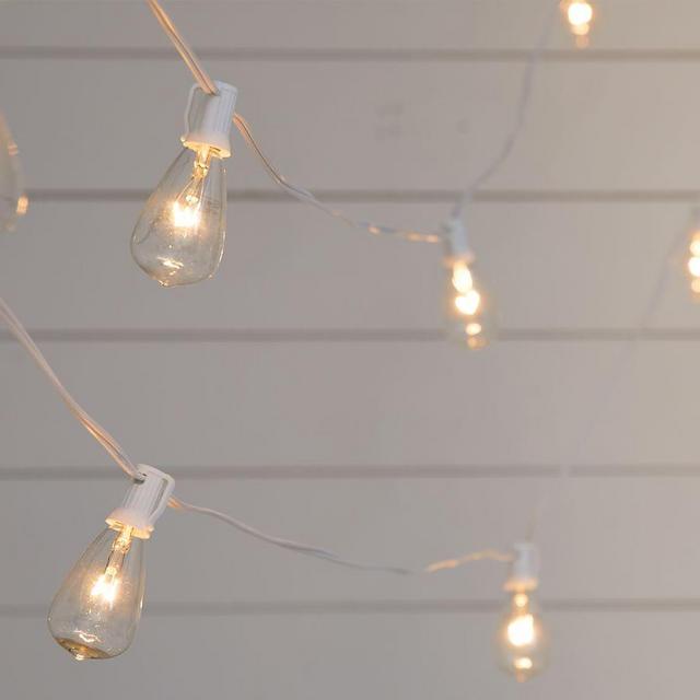 Tabletop String Light Posts + Edison String Light, White, 50 Ft