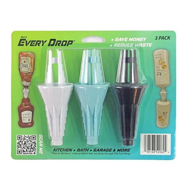 JCK Innovations Every Drop 3 Pack Universal Bottle Emptying Kit Transfer Connector for Soap, Lotion, Shampoo, Conditioner, and Kitchen Condiments, Mess Free Leak Proof Funnel Coupler